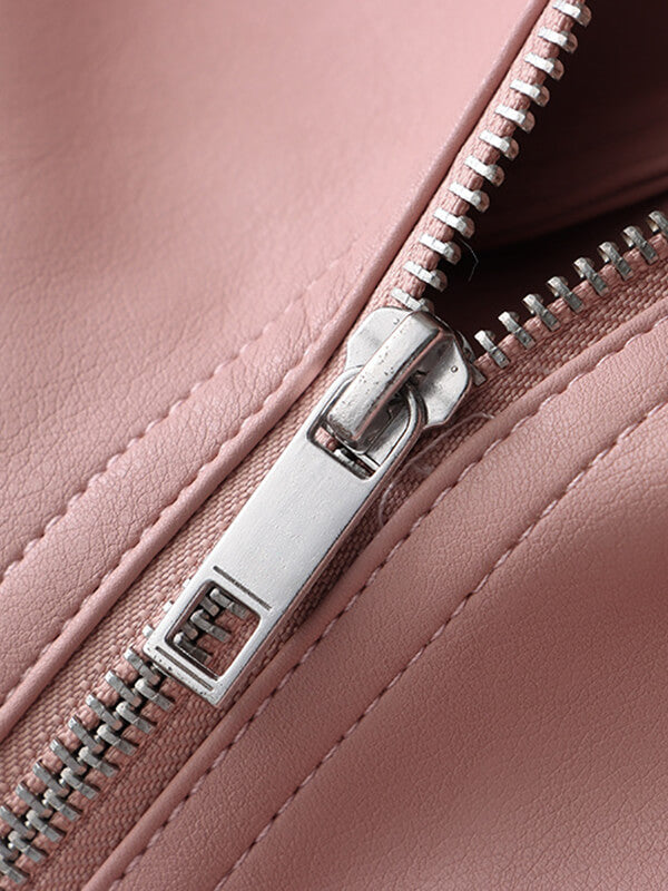Derpai Kurze PU-Lederjacke mit Taschen – modischer Damenstil