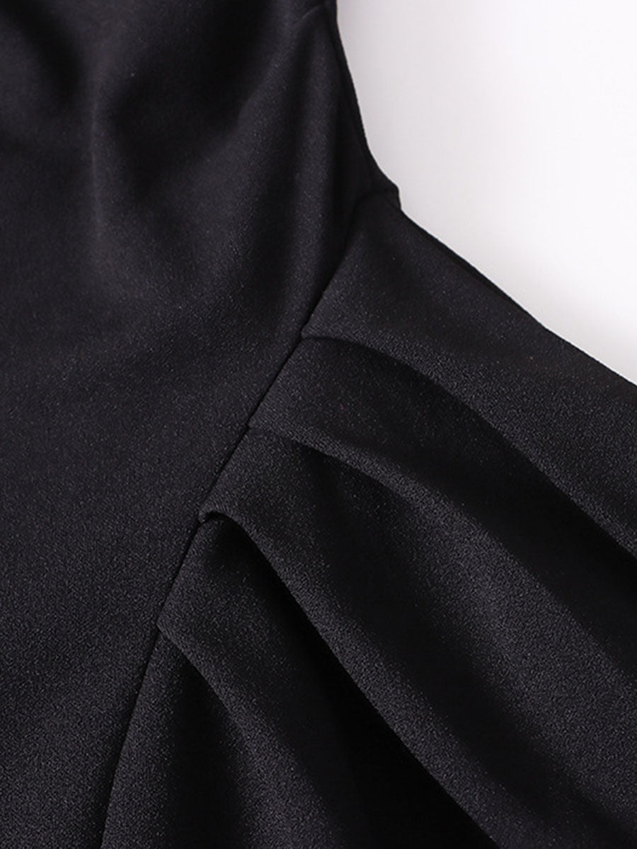 Derpai Schwarzes langes Trapez-Abendkleid à la Audrey Hepburn