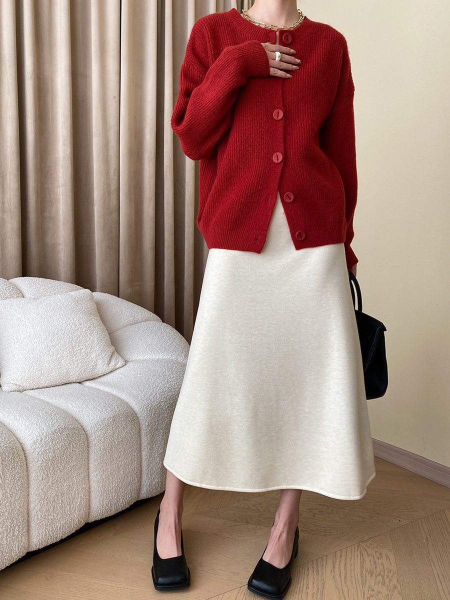 Derpai Cardigan mit Knopfleiste und Rundhalsausschnitt Damen casual