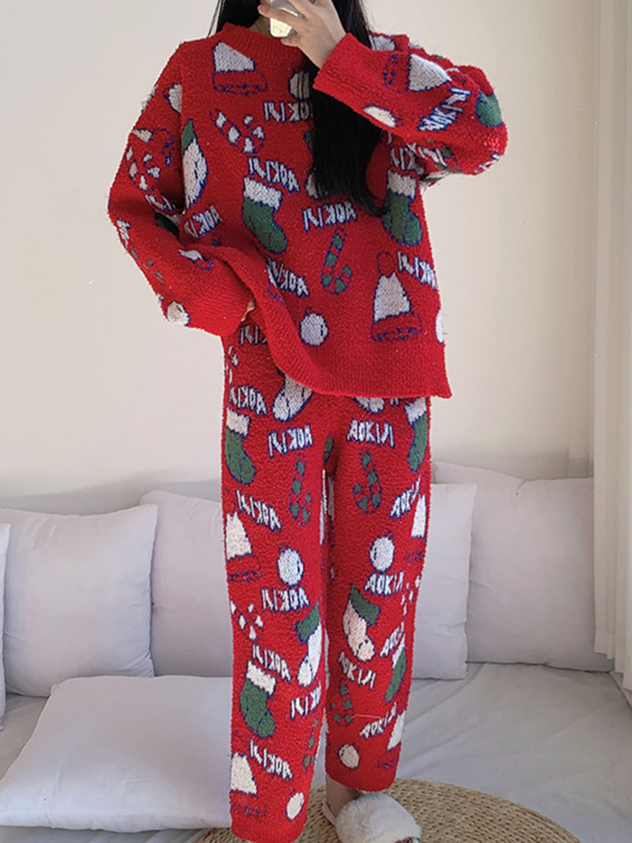 Derpai Weihnachts-Pyjama-Set Damen