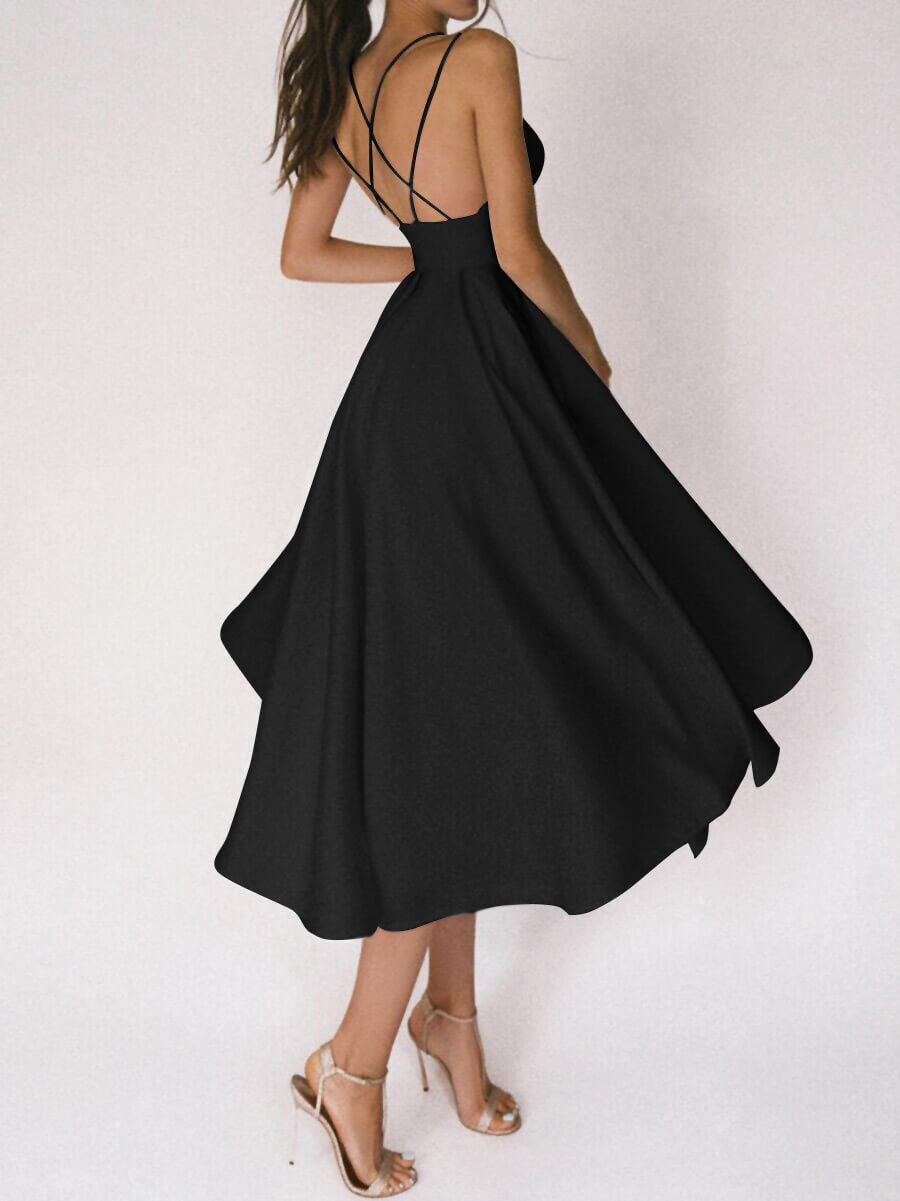Derpai Midikleid im A-Linien-Schnitt mit feinen Trägern elegant – für Cocktail